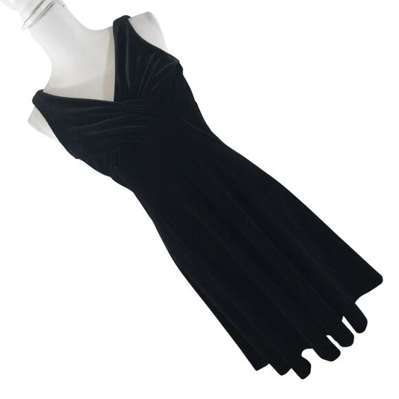 EVAN PICONE! LUXURIOUS BLACK STRETCH VELVET CRISS-CROSS BUST DRESS! SZ 10P - Picture 7 of 7